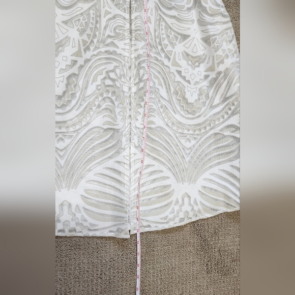 BCBGMaxAzria Everlie White Ivory Lace Sheer Floor Length Geometric Dress - Picture 14 of 14